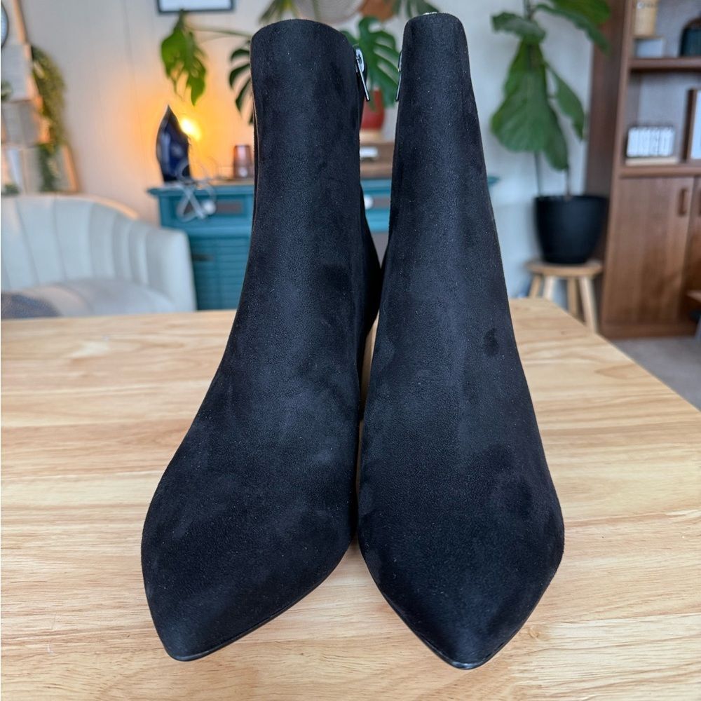 NWOT Clarks Suede Black Heeled Boots - Picture 2 of 5
